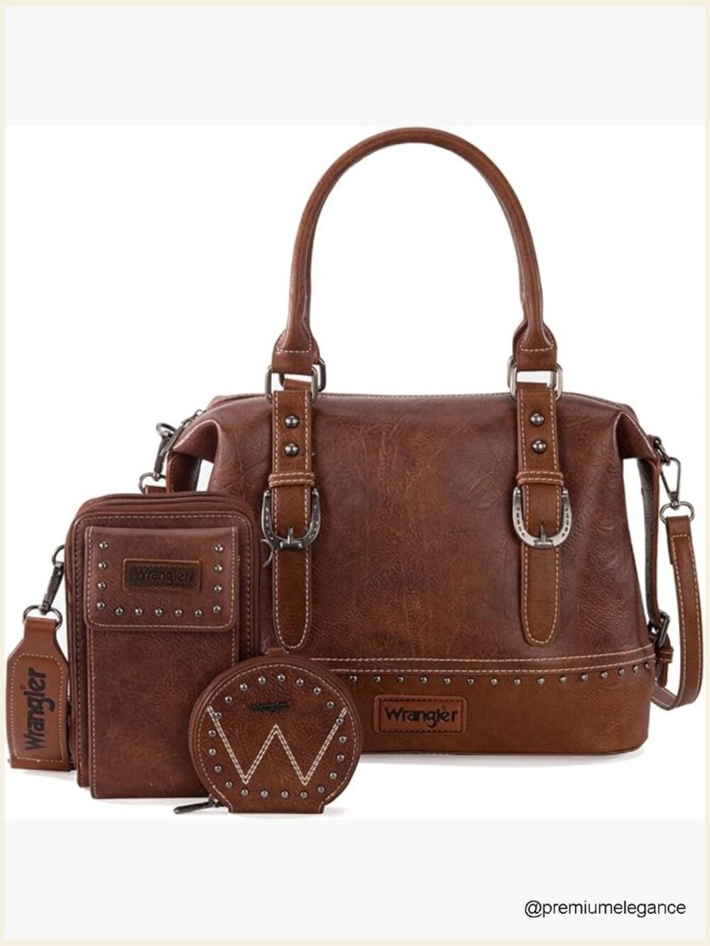 3 Piece Doctor Bag Set with Matching Wallet and Coin Purse Top Handle Satchel